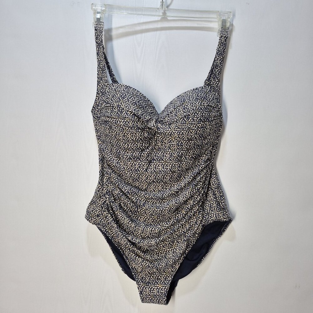 Nip Tuck Nautical Foil Joanne One Piece Swimsuit Built In Bra Adjustable Straps